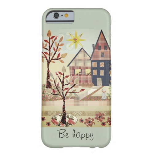 Applique houses village patchwork quilting fl barely there iPhone 6 case