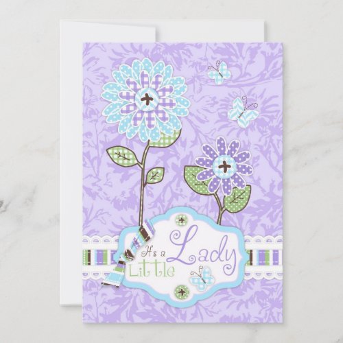 Applique-look Flower Baby Shower Invite A7-IRIS