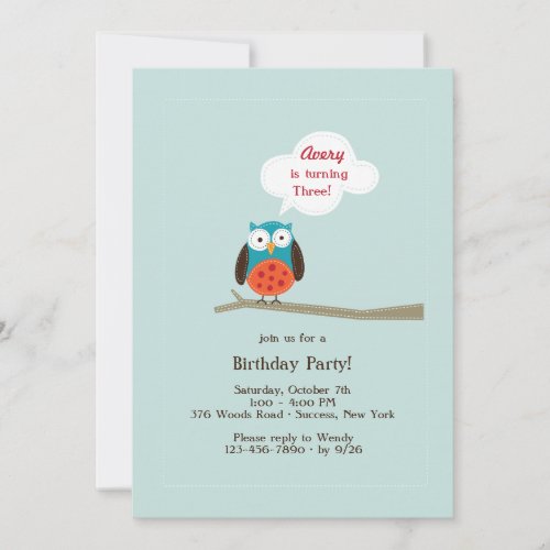 Applique Owl Invitation