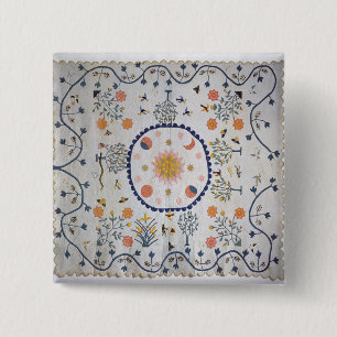 Applique quilt with Sun, Moon, Stars Pinback Button