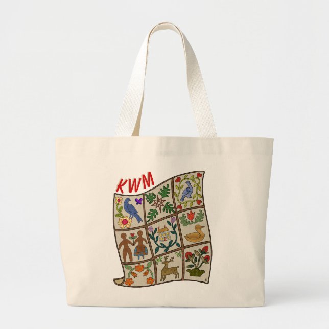 Applique Story Quilt - Personalized Large Tote Bag (Front)