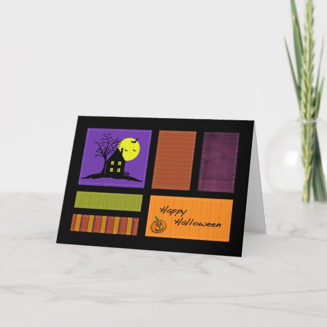 Applique Style Patchwork Halloween Card (Front)