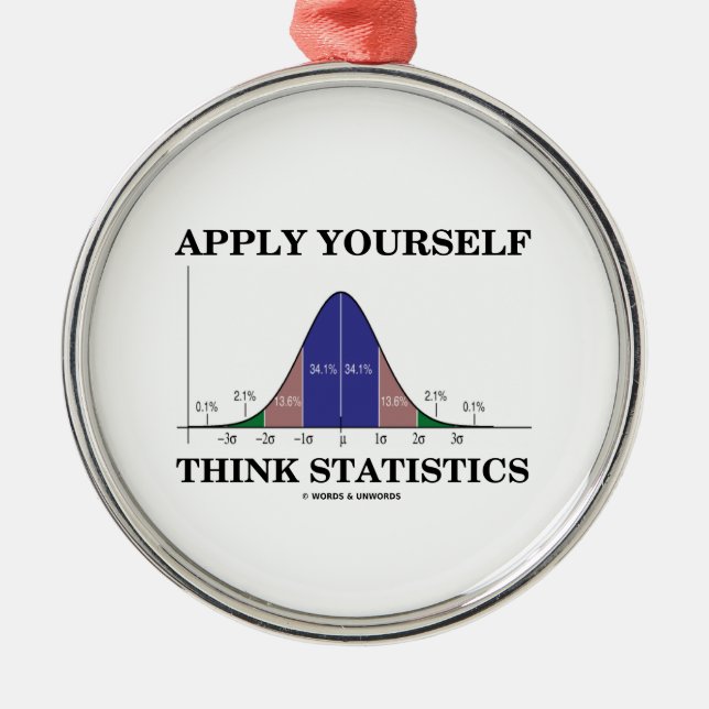 Apply Yourself Think Statistics (Bell Curve Humor) Metal Ornament (Front)