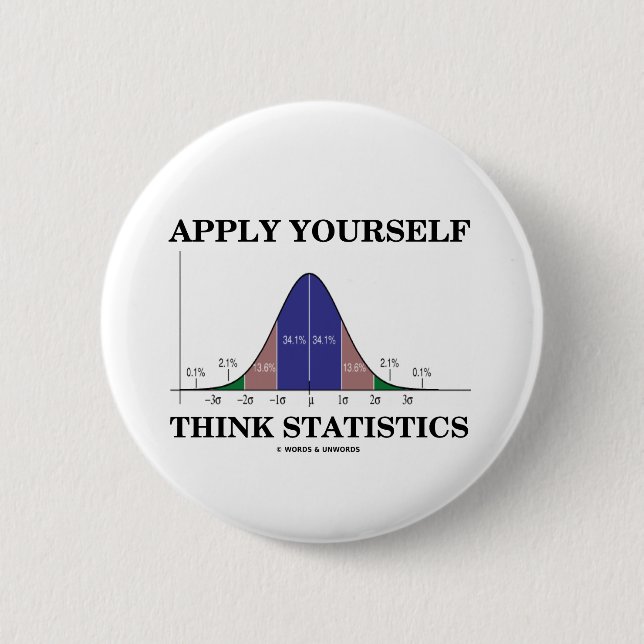 Apply Yourself Think Statistics (Bell Curve) Pinback Button (Front)
