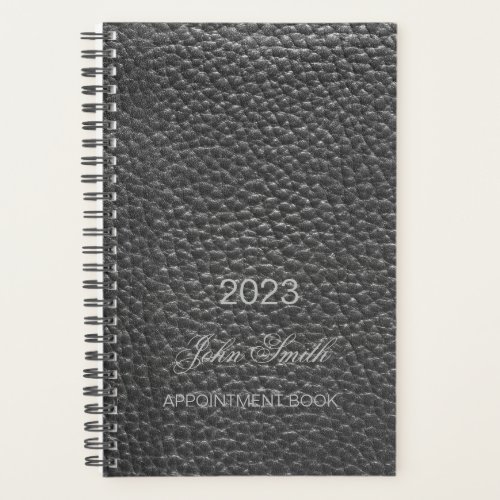 Appointment Book 2023 Black Leather Pattern  Plan Planner