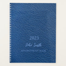 Appointment Book 2023, Blue Leather Pattern Plann