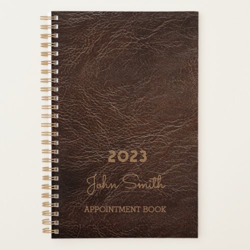 Appointment Book 2023 Brown Leather Pattern  Plan Planner