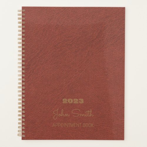 Appointment Book 2023 Brown Leather Pattern Plann Planner