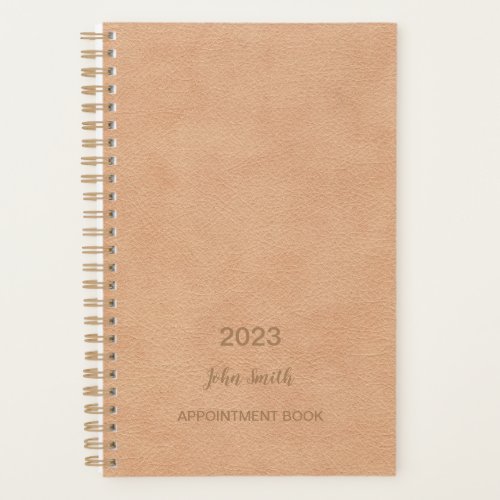 Appointment Book 2023 Light Brown Leather Pattern  Planner