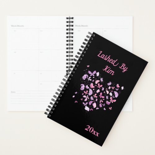 Appointment book Black Purple Butterfly floral Planner