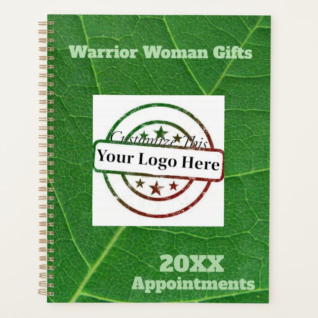 Appointment Book, customize Logo Green Leaf Planner (Front)