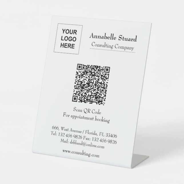 Appointment book QR code professional company Pedestal Sign (Front)