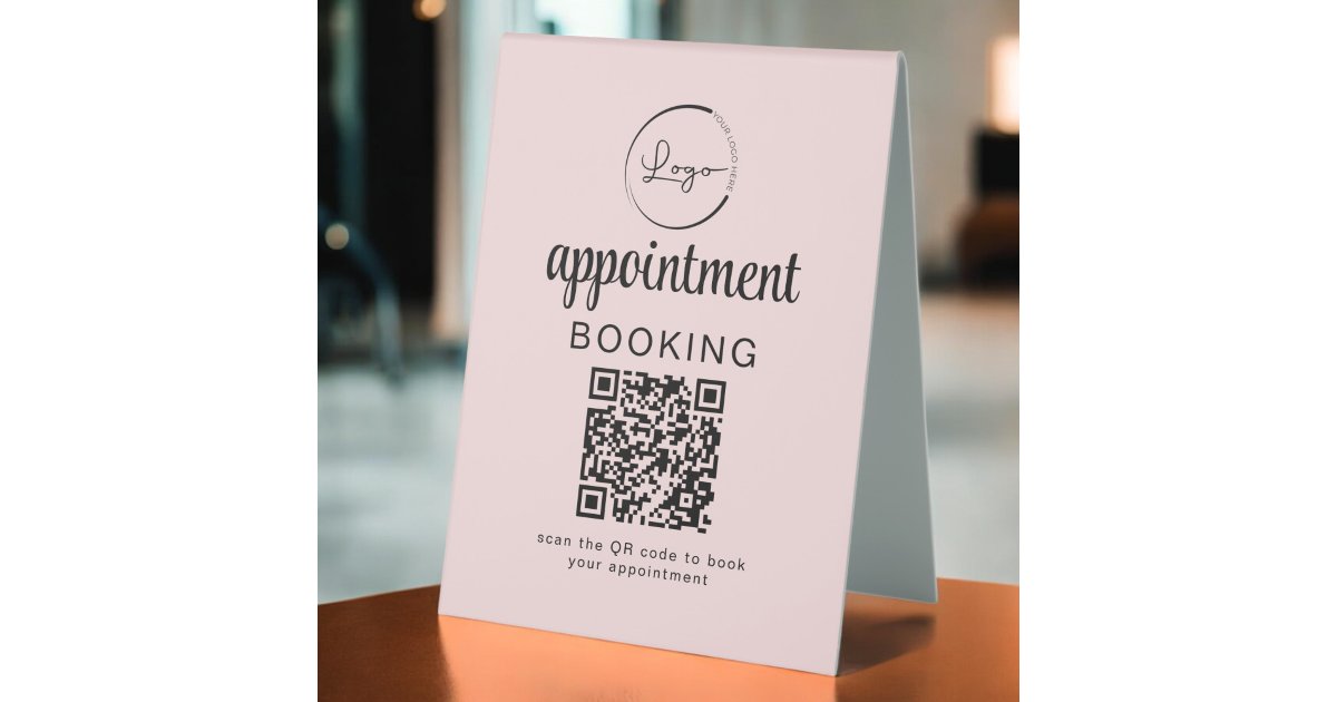 Appointment Booking QR Code Business Table Tent | Zazzle