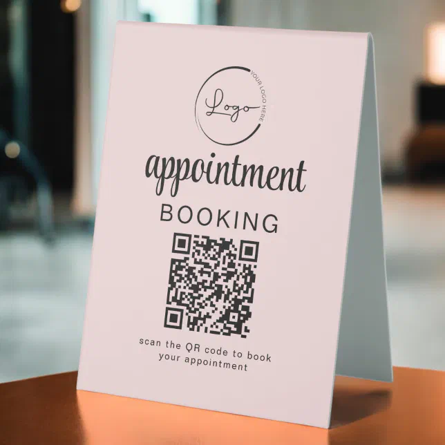 Appointment Booking QR Code Business Table Tent | Zazzle