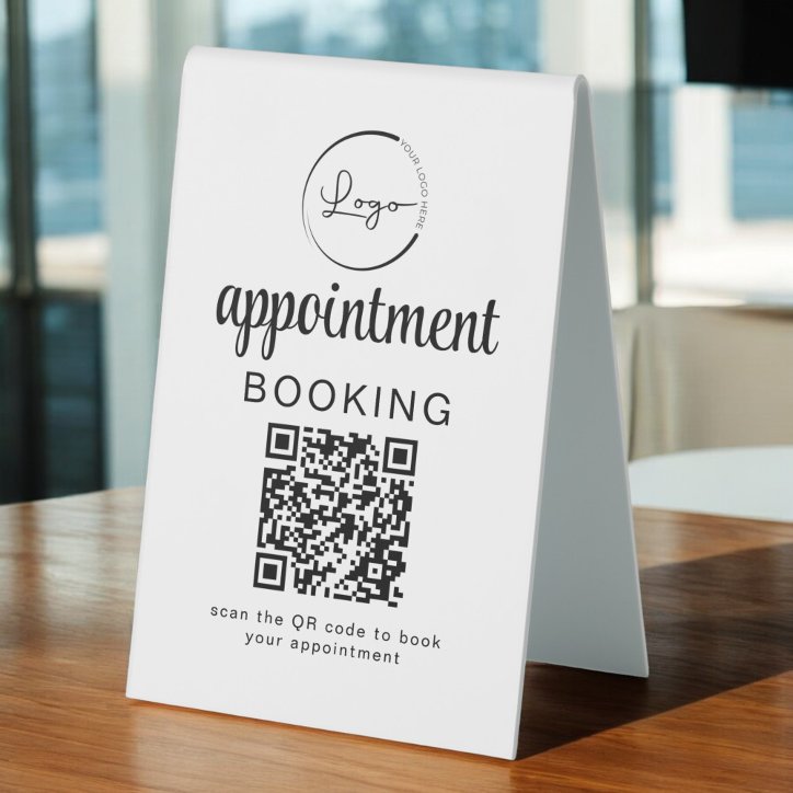 Appointment Booking QR Code Business Table Tent Sign