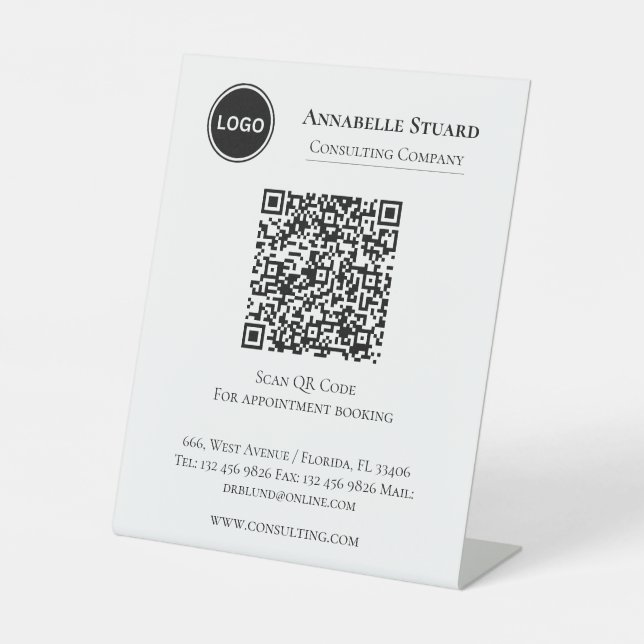 Appointment Booking QR code Professional Company Pedestal Sign (Front)