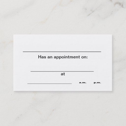 Customizable "Appointment" business cards