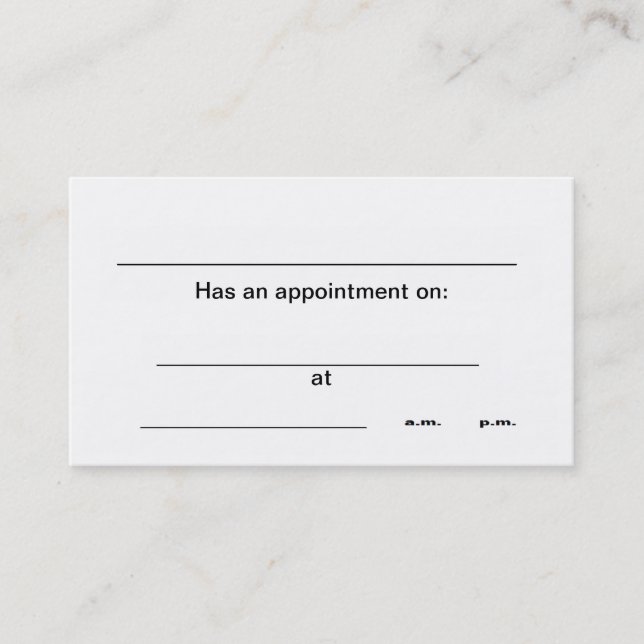 "Appointment" business cards (Front)