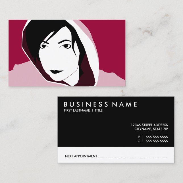 appointment card : cherry hooded stare (Front/Back)
