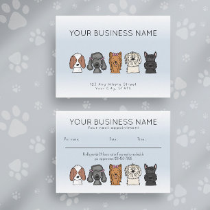 Appointment Card Cute Dog Breeds Light Blue