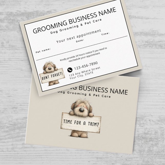 Appointment card Cute Scruffy Dog Grooming Service (Creator Uploaded)