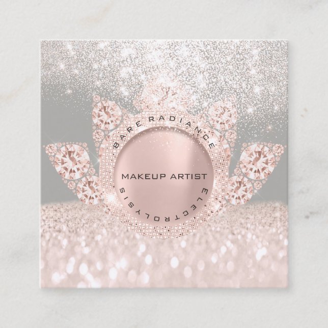 Appointment Card Electrolysis Rose Glitter Gray (Front)