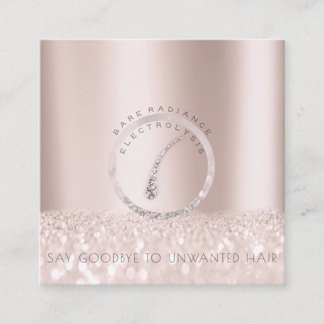 Appointment Card Electrolysis Rose Glitter Gray (Front)