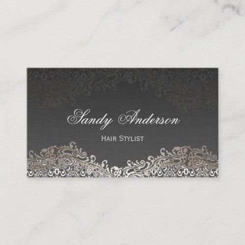 Appointment Card _ Elegant Vintage Silver Damask