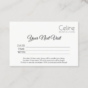 Appointment Card Eyebrows Eyelashes Salon