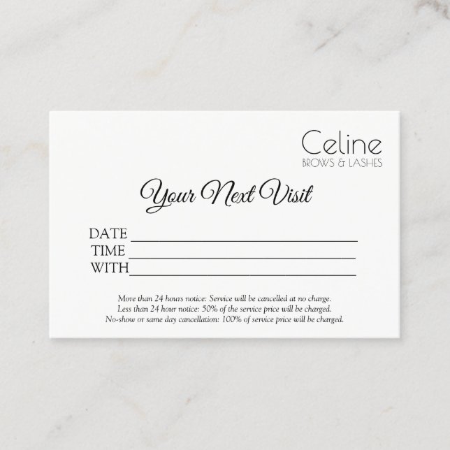 Appointment Card Eyebrows Eyelashes Salon (Front)