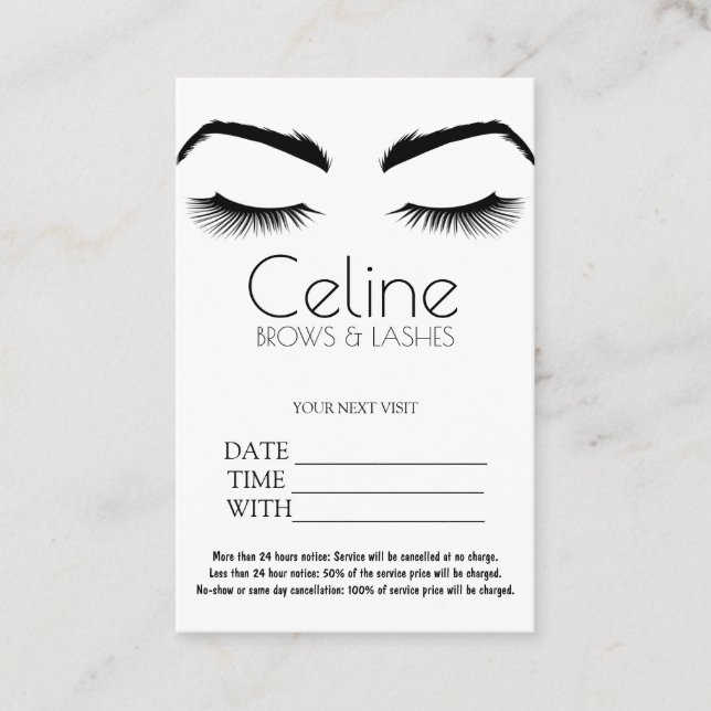 Appointment Card Eyebrows Eyelashes Salon (Front)