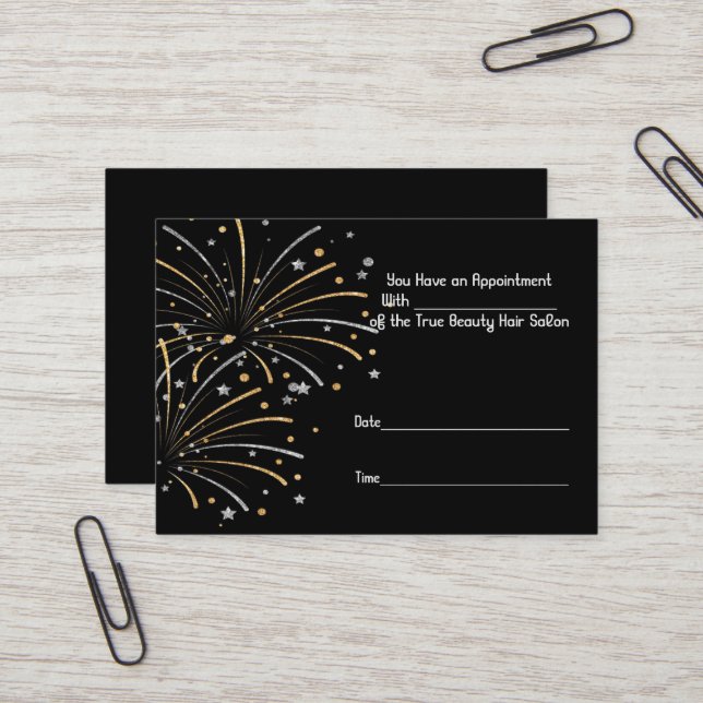 Appointment Card for Hair Salon in Black (Front/Back In Situ)