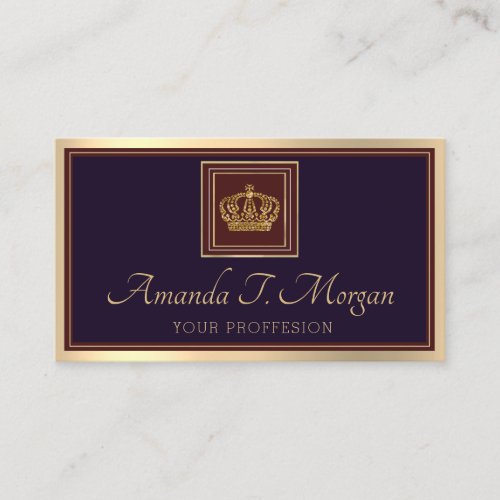 Appointment Card Gold Royal Wedding Purple Crown