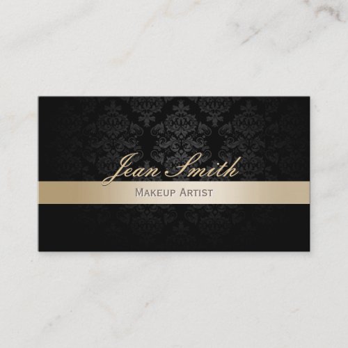 Appointment Card Gold Striped Damask Makeup Artist