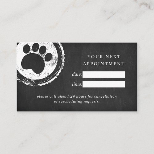 Appointment card groomer chalkboard paw stamp