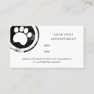 Appointment card groomer paw stamp
