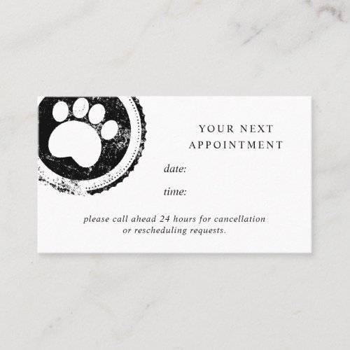 Appointment card groomer paw stamp