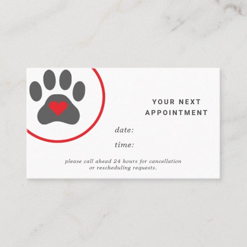 Appointment card groomer paw stamp