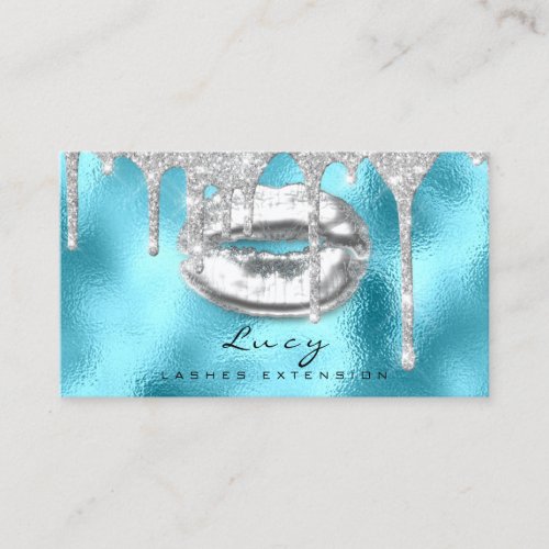 Appointment Card Lips Glitter Drips Makeup Blue