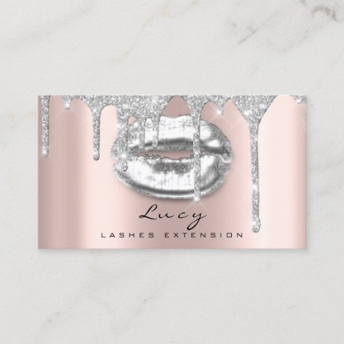 Appointment Card Lips Glitter Drips Makeup Gray