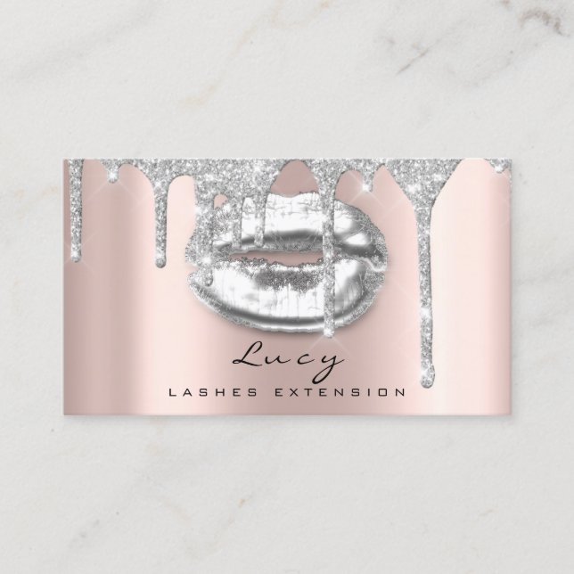 Appointment Card Lips Glitter Drips Makeup Gray (Front)
