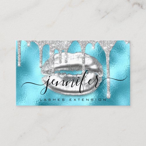 Appointment Card Lips Glitter Drips Makeup Turqois