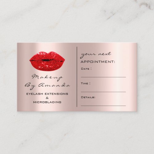 Appointment Card Makeup Artist Blush Red Kisss Lip