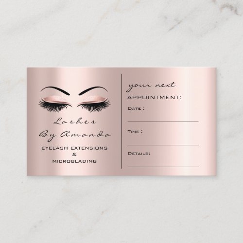 Appointment Card Makeup Artist Blush Rose Lash VIP