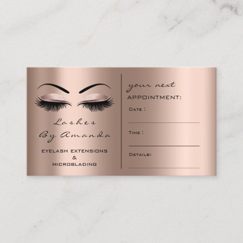 Appointment Card Makeup Artist Blush Rose Lash VIP