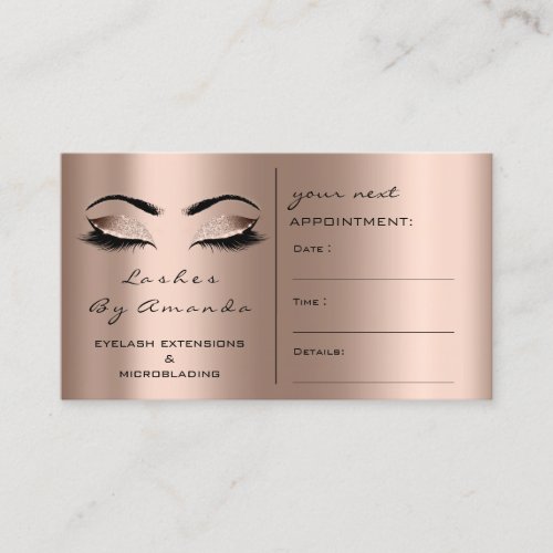 Appointment Card Makeup Artist Blush Rose Lashes