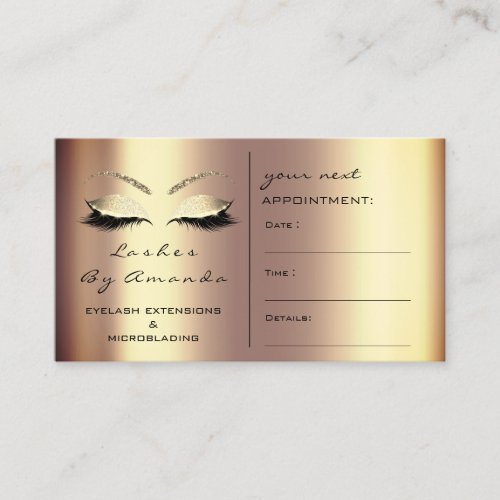 Appointment Card Makeup Artist Gold Rose Lashes