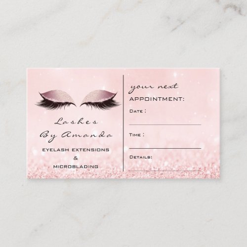 Appointment Card Makeup Artist Gray Pink Lashes