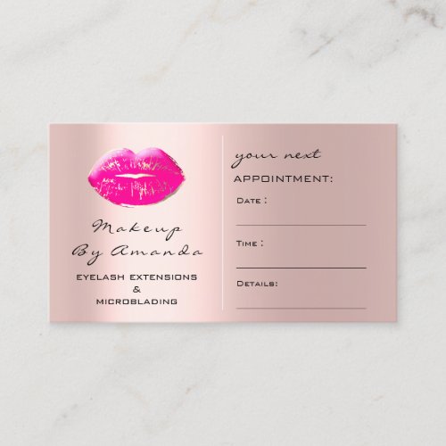 Appointment Card Makeup Artist Kiss Pink Blush
