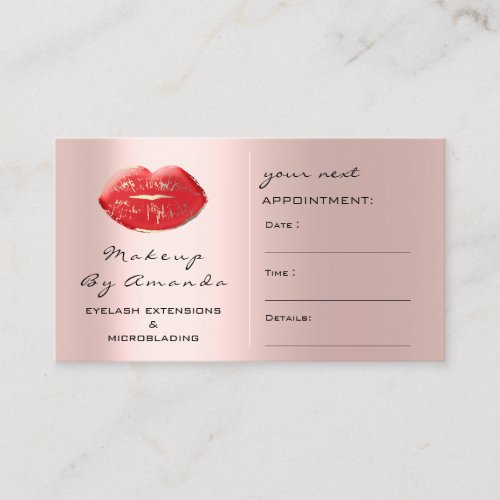 Appointment Card Makeup Artist Kiss Red Rose Lips